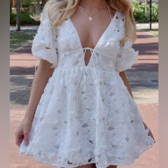 white floral tie front mini dress - Picture 10 of 12